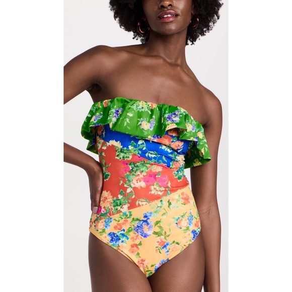 💐 Caroline Constas, Radiant Floral Colorblock Marisol One Piece Swimsuit - Picture 2 of 16